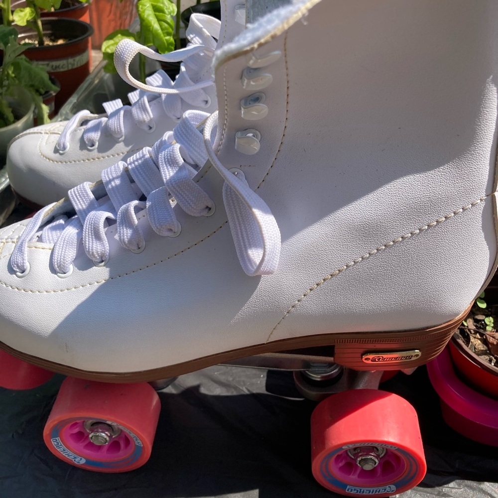 White Roller Skates with Pink Wheels